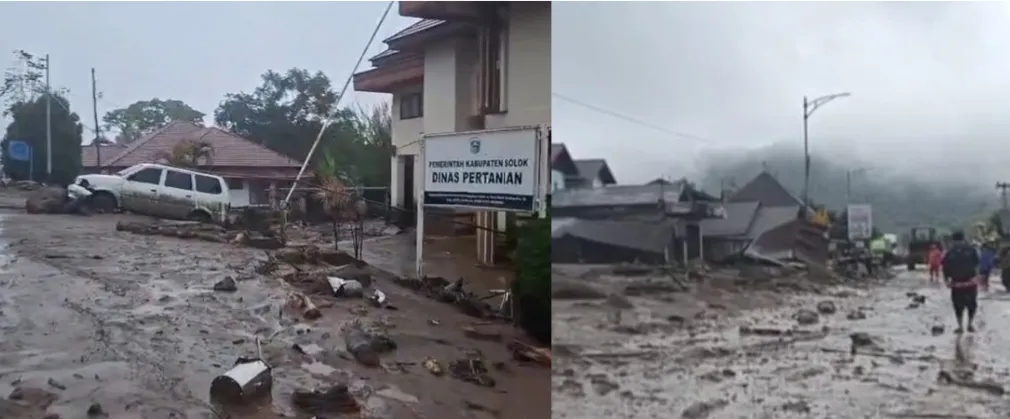 Banjir Lumpur Kantor Bupati Solok Ganggu Akses Padang
