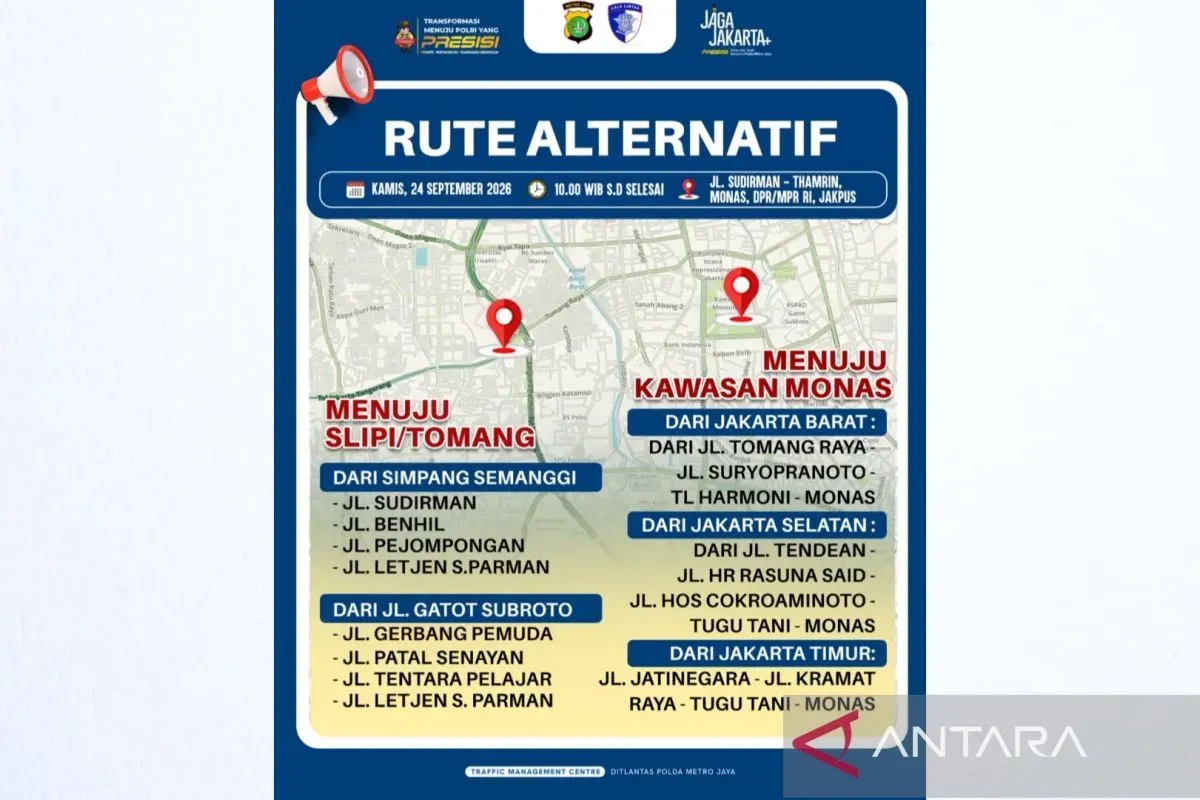 Demo Jakarta Hari Ini, Polisi Siapkan Jalur Alternatif untuk Hindari Kepadatan