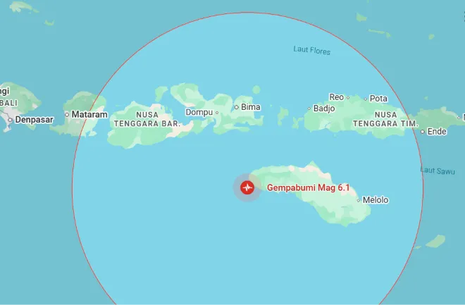 Gempa M6,1 Guncang Sumba Barat Daya, 20 Rumah Rusak dan 1 Orang Luka