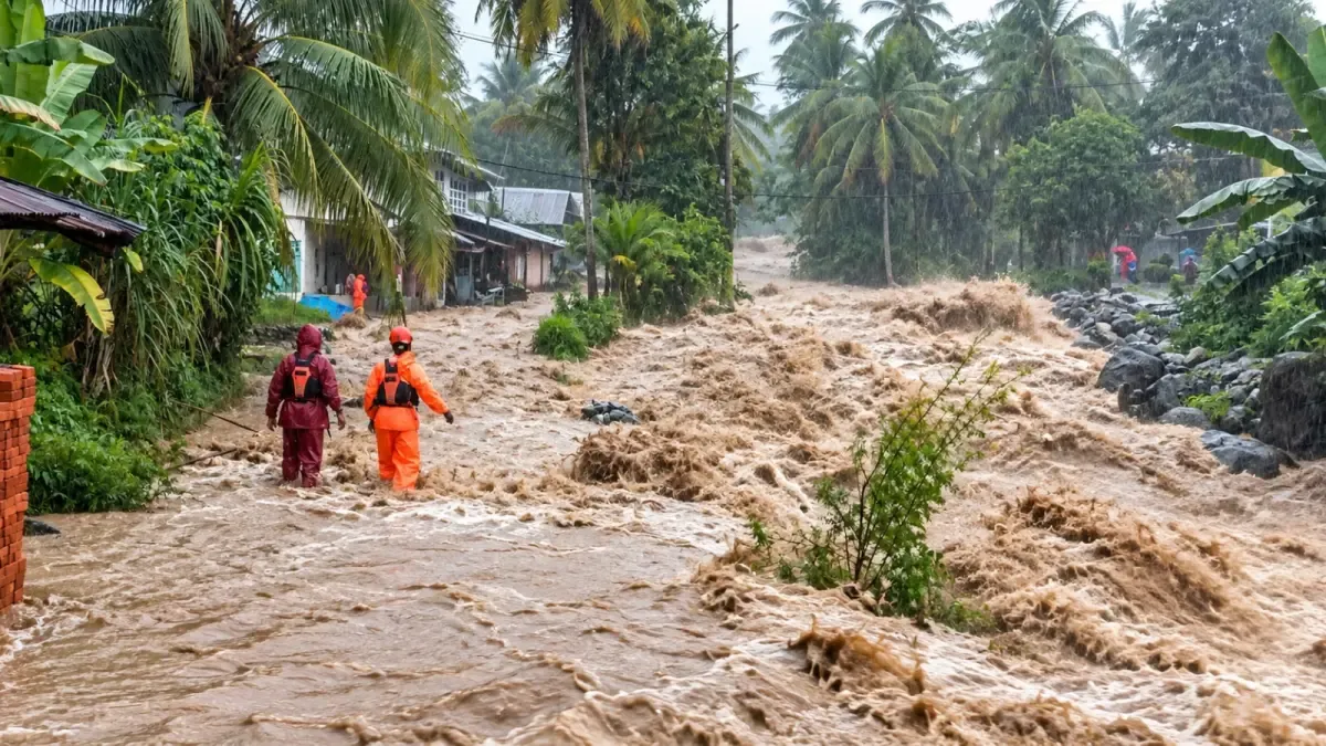 Banjir Rendam Lubuk Minturun Padang, Petugas Evakuasi Warga