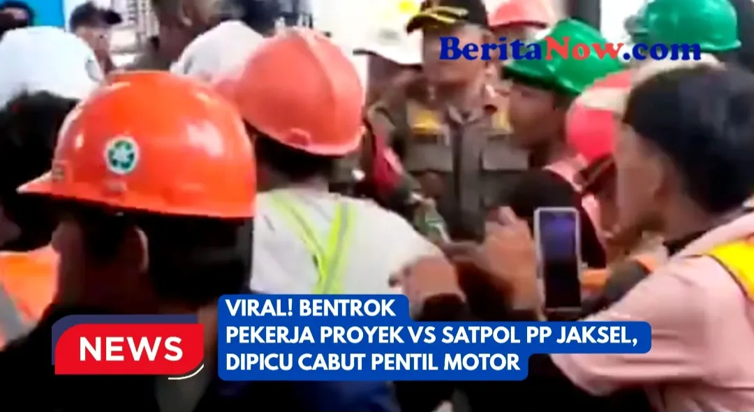 Viral! Bentrok Pekerja Proyek vs Satpol PP Jaksel, Dipicu Cabut Pentil Motor