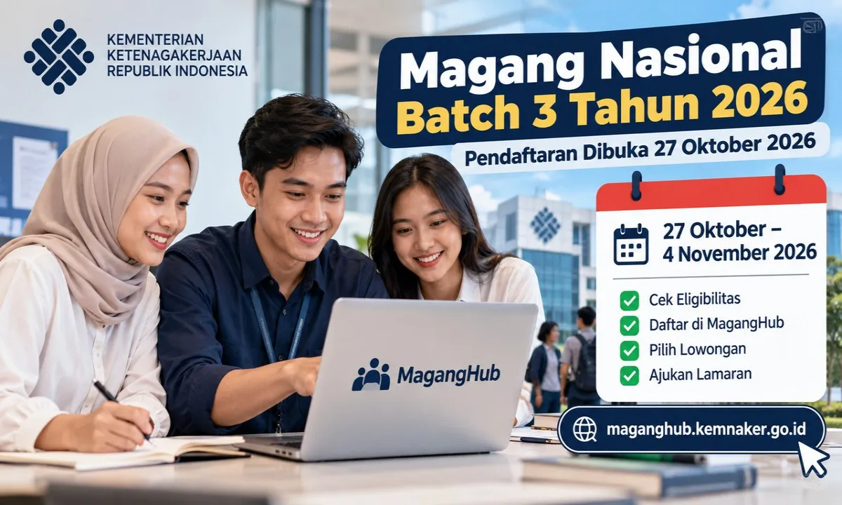 Magang Nasional Batch 3 Dibuka 27 Oktober 2026, Cek Jadwal dan Cara Daftarnya