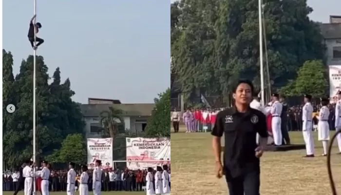 Viral Teknisi Sound Panjat Tiang Bendera saat Upacara HUT RI di Ciputat