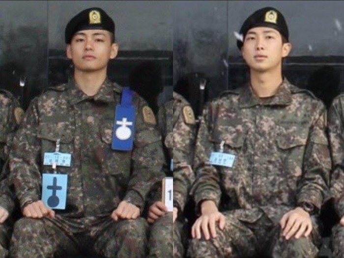 Viral Foto RM dan V BTS Pas Wamil
