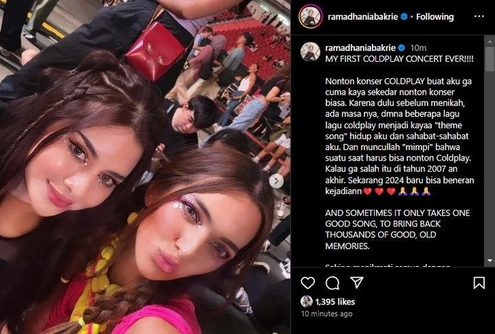 Akhirnya Nia Ramadhani Wujudkan Mimpi Nonton Konser Coldplay