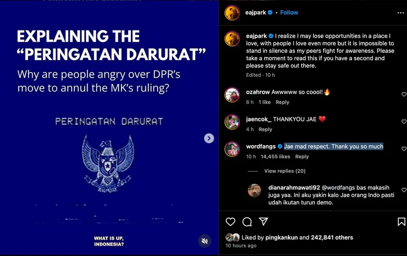 VIRAL eaJ Park Ikut Unggah Gambar Garuda Biru di Media Sosial