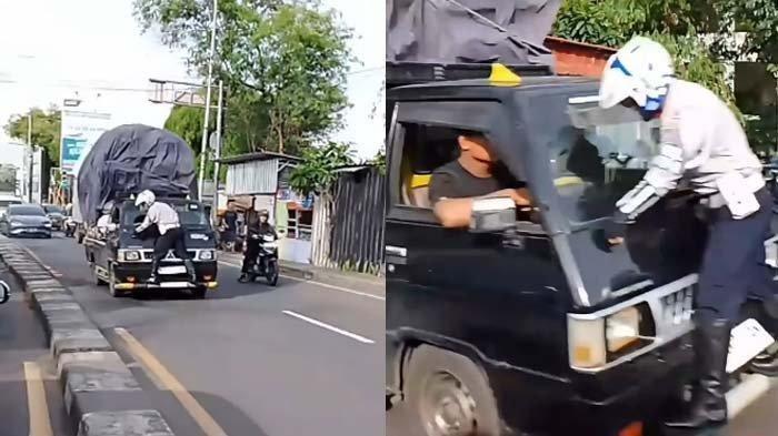 Viral Petugas Dishub Tersangkut di Kap Mobil Pikap di Depok