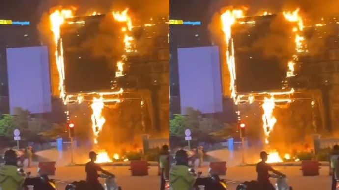Viral Videotron Terbakar di Simpang Jalan Ahmad Yani Kota Bekasi