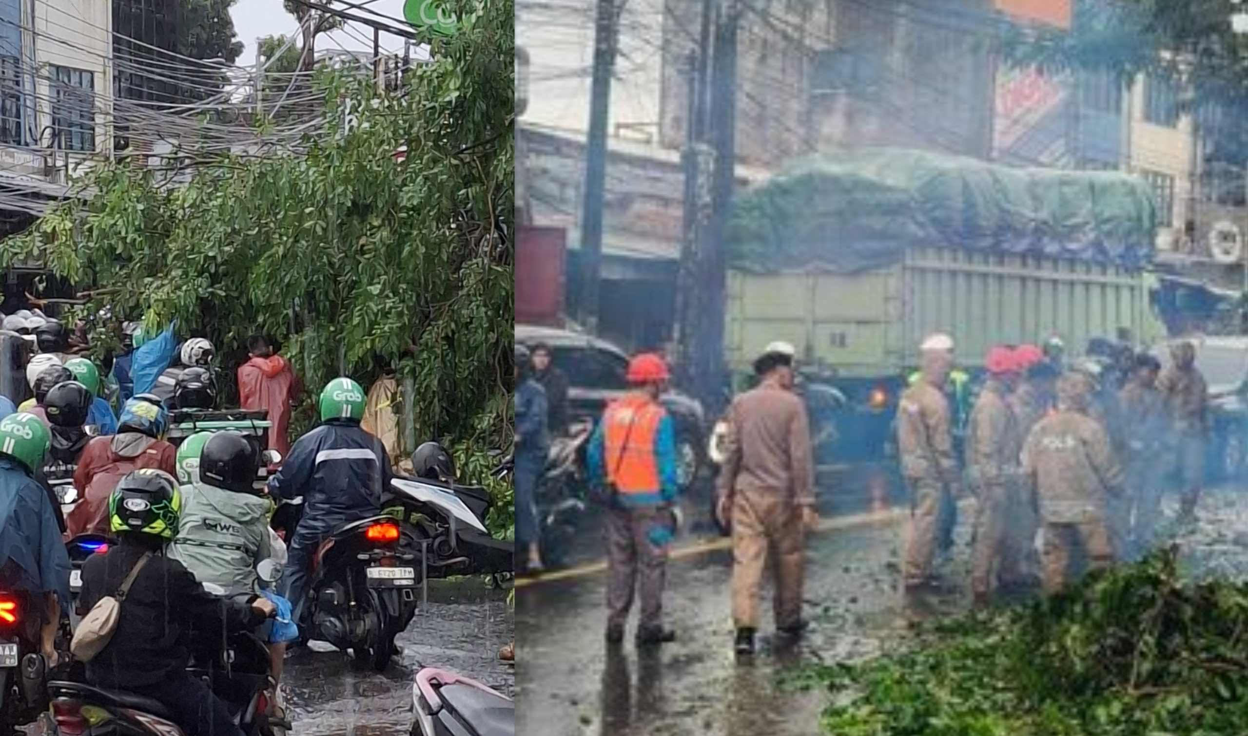 Pohon Tumbang di Jalan RE Martadinata Ciputat, Timpa Satu Mobil