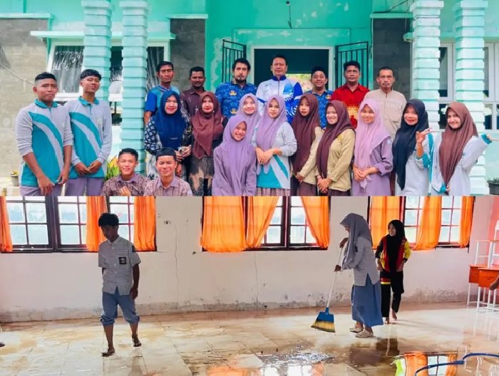Banjir Rendam SMAN 4 Aceh Barat Daya, SMAN 10 Turun Bantu Bersihkan Sekolah
