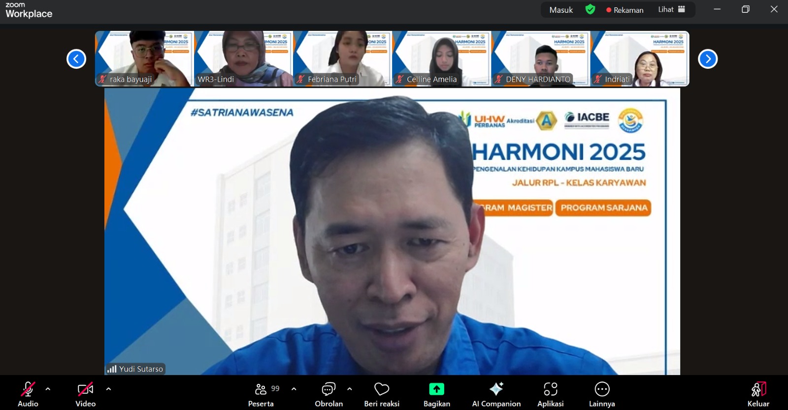 Harmoni Mahasiswa Baru Universitas Hayam Wuruk Perbanas (UHW) Semester Ganjil TA 2025-2026